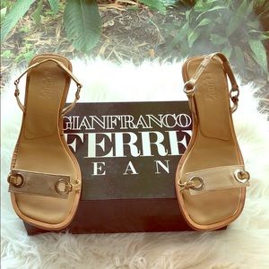 Giafranco Ferre Jeans tan sling heeled sandals